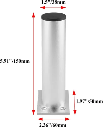 Miniatura 3 de Juego de 4 patas para muebles de 6 pulgadas, patas ajustables de aleación de aluminio, patas redondas de metal para sofá, patas ajustables