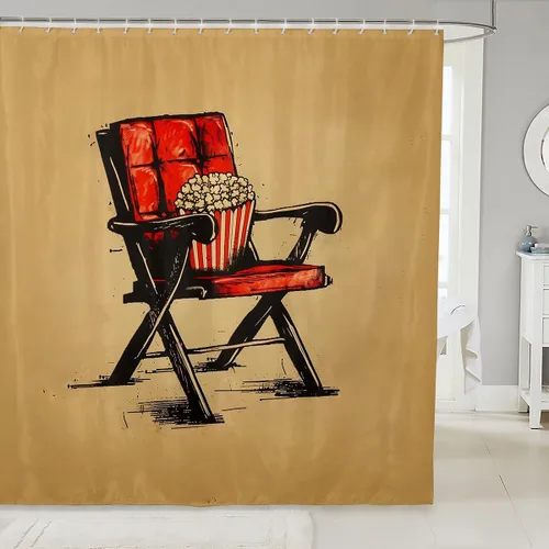 Miniatura 21 de Homewish Cortina de ducha con música de piano, notas musicales, tela impermeable de secado rápido, para niños, niñas, niños, adolescentes, retro