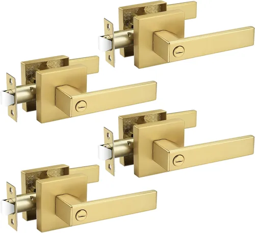 Miniatura 23 de Priobrico - Manija de puerta interior de bronce aceitado con cerradura, manijas de puerta de privacidad para dormitorio, perillas modernas de puerta