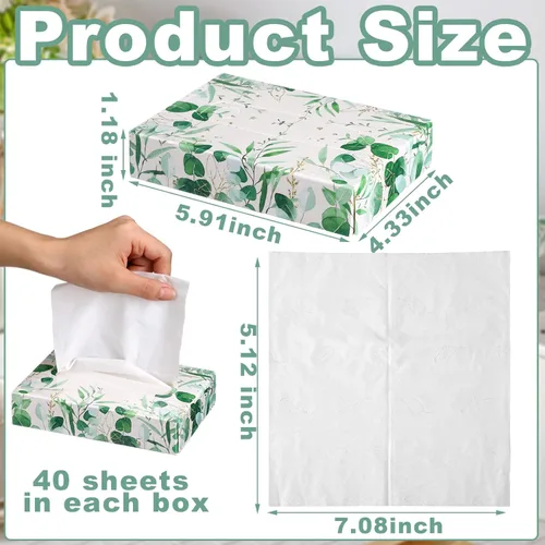 Miniatura 3 de Yinder 24 paquetes de 960 hojas de pañuelos en cubo para coche, cajas faciales desechables para viajes, soporte para pañuelos, suaves cajas