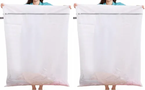 Miniatura 13 de Kimmama Bolsas de malla para lavado de lavandería, bolsas de lencería para lavar delicados, bolsas de malla para lavadora, red blanca, cremallera