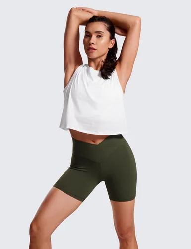 Miniatura 4 de CRZ YOGA Butterluxe - Pantalones cortos cruzados de 5 pulgadas para mujer, cintura alta, para entrenamiento, yoga, suave