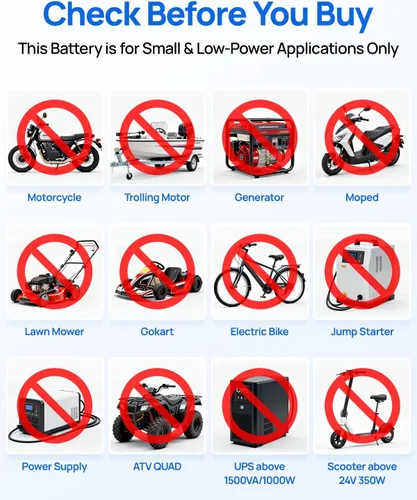 Miniatura 9 de DC HOUSE Batería de litio LiFePO4 de 12 V y 12 Ah con BMS de 15 A, vida útil de 10 años, más de 10000 ciclos, para marina, juguete de paseo