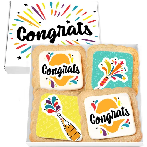Paquete de 4 cestas de regalo de felicitaciones para niños, hombres, mujeres, amigos de graduación | Sin frutos secos, Kosher