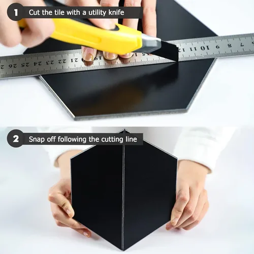 Miniatura 7 de Azulejo Hexagonal Negro de Pelar y Pegar para Salpicaduras, Azulejo de Cocina Autoadhesivo de Nido de Abeja de Aluminio para Pegar en Paredes