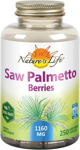 Nature's Life Saw Palmetto Berries - Cápsulas de 1160 mg - Suplemento de palma enana americana para hombres - Salud de la próstata y apoyo urinario