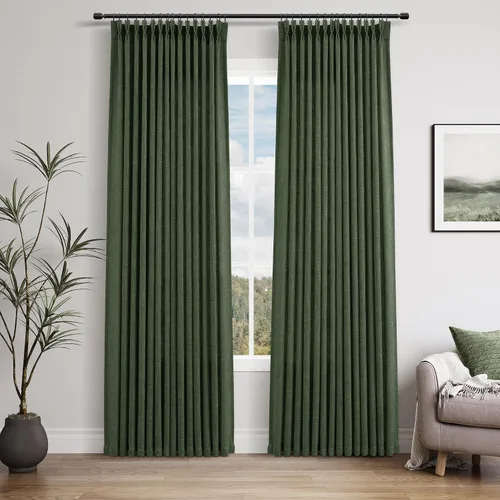 Miniatura 125 de Juego de 2 paneles de cortinas de ventana de cocina beige de 24 pulgadas de largo, con textura de lino, plisadas, filtrantes de luz, semi pequeñas