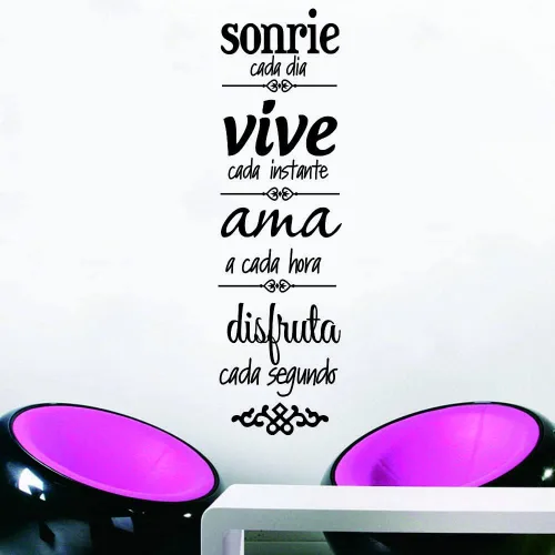 Miniatura 6 de Calcomanía de pared con reglas familiares inspiradoras españolas, Sonríe, Vive, cita AMA para comedor y sala de estar, arte de vinilo de PVC