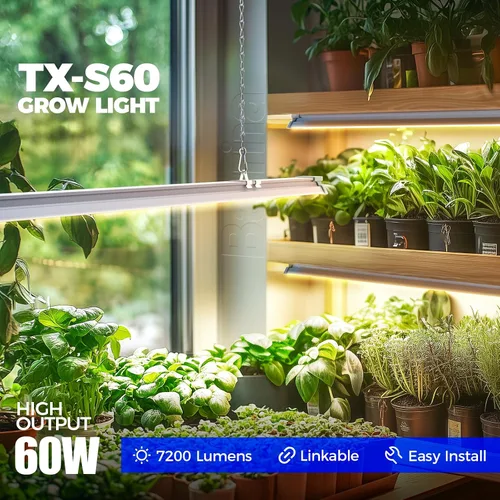 Miniatura 2 de Barrina TX-S60 - Luz de cultivo de 4 pies, 60W (equivalente a 420W), espectro completo con LEDs rojos de 660nm, PPFD alto, enlazable, luces