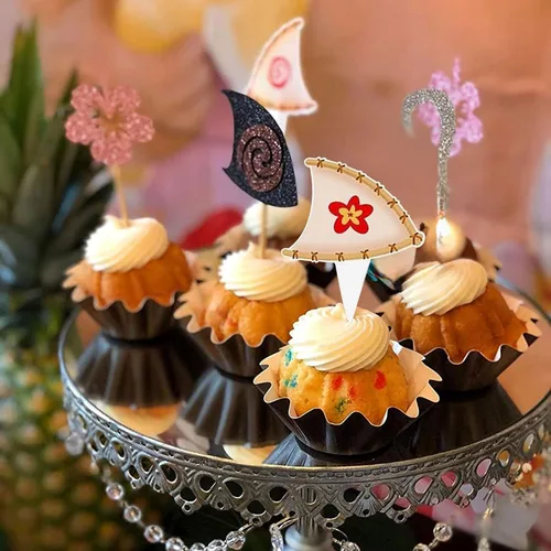 Miniatura 2 de JeVenis Mona - Decoración hawaiana para cupcakes, decoración de fiesta de cumpleaños para Luau tropical, fiesta de verano, baby shower, boda, 30