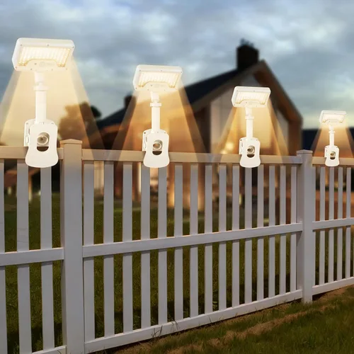 Miniatura 17 de Luces solares con clip para exteriores con sensor de movimiento, luces de valla solares ajustables verticalmente y giratorias en 360° con 92 LEDs