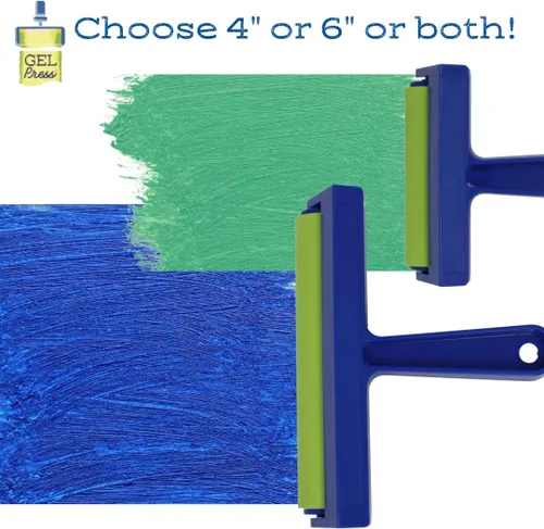 Miniatura 3 de Brayer de goma Gel Press de 4 pulgadas, para grabado, álbumes de recortes, manualidades de papel, decoración del hogar y más, azul y verde