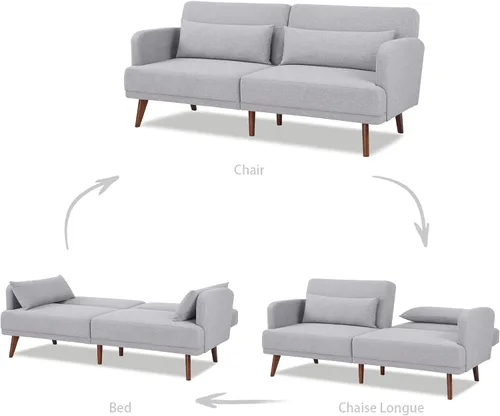 Miniatura 3 de Artdeco Home 76''Loveseat Sofa,Convertible Sofa Bed with Adjustable Backrest,Removable Armrests,Sleeper Sofa with 2 Pillows for Small Spaces, Living