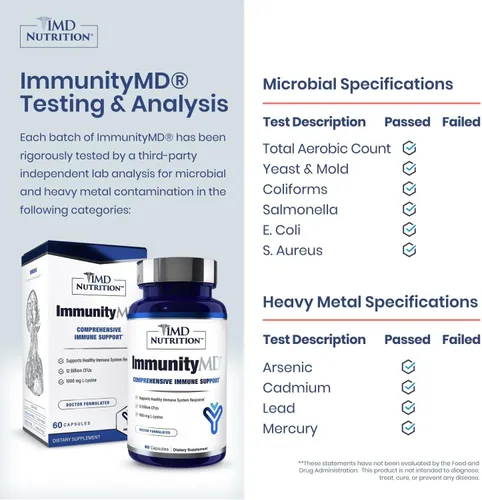 Miniatura 2 de 1MD Nutrition ImmunityMD - Probiótico para la salud inmunológica Potentes cepas probióticas seleccionadas por médicos con prebiótico - Promueve