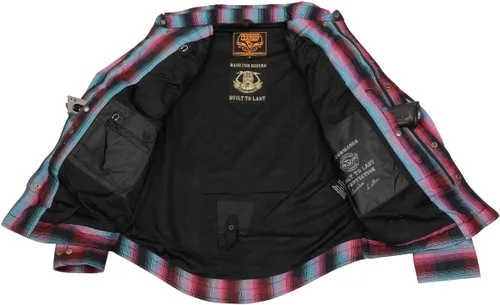 Miniatura 8 de Camisa de motociclista Milwaukee Leather para hombre, de franela a cuadros con fibra de aramida y armadura, Mediana MPM1654