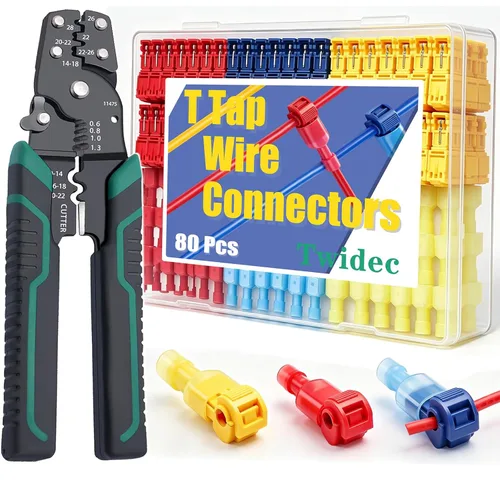 Miniatura 18 de Twidec/360Pcs 2.8/4.8/6.3mm Kit de surtido de terminales de engarce rápido tipo faston macho y hembra con manga aislante para cableado eléctrico