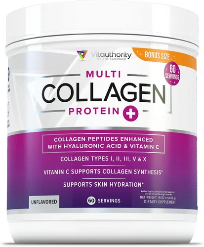 Miniatura 17 de Proteína de colágeno múltiple + creatina 0.18 oz de monohidrato de creatina con colágeno tipos I, II, III, V y X Apoyo para el cabello, la piel