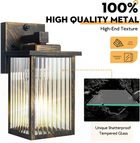 Miniatura 2 de Lámpara de pared para exteriores con sensor de anochecer a amanecer, luz exterior impermeable para porche de casa y garaje, aplique de pared