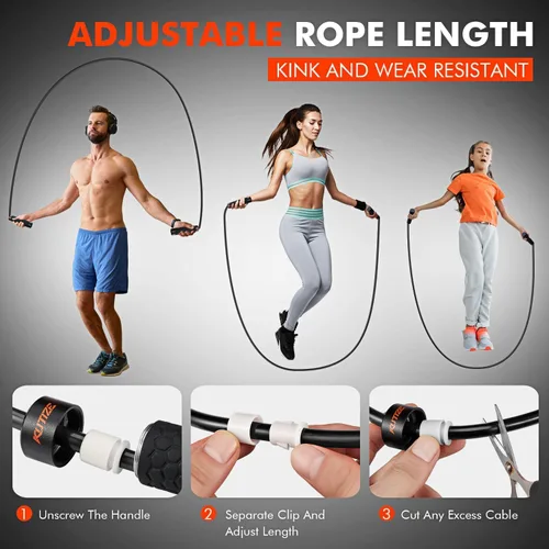 Miniatura 6 de KUTIZE Cuerda de saltar, cuerda de saltar pesada para hombres y mujeres, cuerdas de saltar pesadas ajustables de 1 libra, adecuada para boxeo