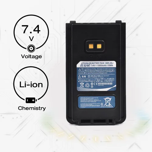 Miniatura 2 de Paquete de 2 baterías de iones de litio de 7.4 V 1950 mAh de repuesto para radios portátiles Yaesu FT-25R FT-25 FT-65R FT-65 FTA-250 FTA-250L Walkie