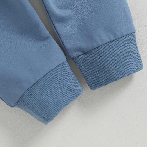 Miniatura 6 de BeQeuewll Ropa para bebé niño de otoño e invierno, 2 piezas, bloque de color, sudadera y pantalones con cuello redondo