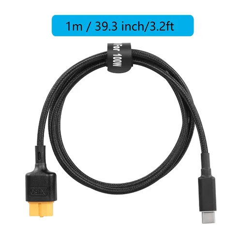 Miniatura 6 de SinLoon Cable de carga tipo C a XT60 de 39.3 pulgadas USB C a XT60 hembra Cable adaptador para dron, modelo, energía de almacenamiento de energía