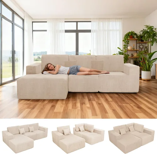 Miniatura 7 de Sofás deshuesados de 111 pulgadas para sala de estar, sofá de nube de 3 piezas, sofá modular modular profundo seccional, sofás comprimidos para sala