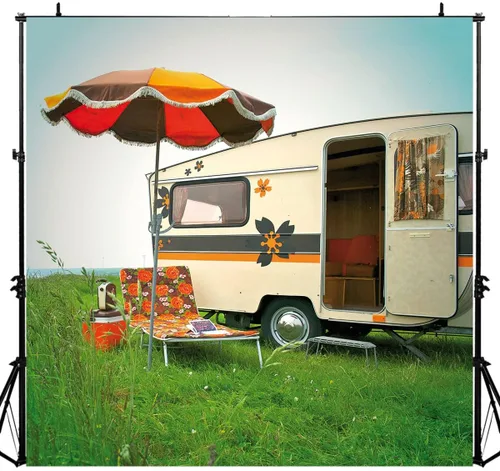 Miniatura 7 de Fondo de fiesta de camping para decoración de pared, campo de campo, sol, ocio, fiesta, fotografía, fondo, 5 x 5 pies, retrato de fotografía