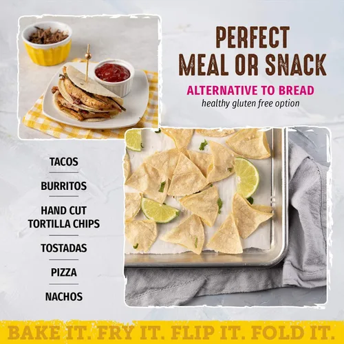Miniatura 7 de Del Campo Tortillas de maíz suaves, Bolsa redonda de 6 in, 1 lb lb. Auténtica comida mexicana de maíz 100 % natural, sin gluten Opciones