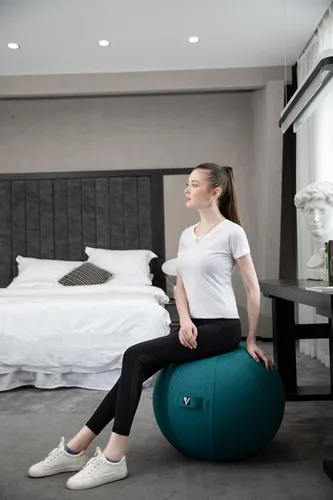Miniatura 6 de Silla de bola sentada para oficina y hogar, pelota de yoga de ejercicio de pilates con cubierta para equilibrio, estabilidad y fitness, asiento