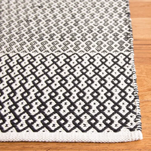 Miniatura 2 de SAFAVIEH Colección Montauk - Alfombra decorativa de 2 pies 3 pulgadas x 4 pies, color marfil y negro, hecha a mano de algodón estilo bohemio rural