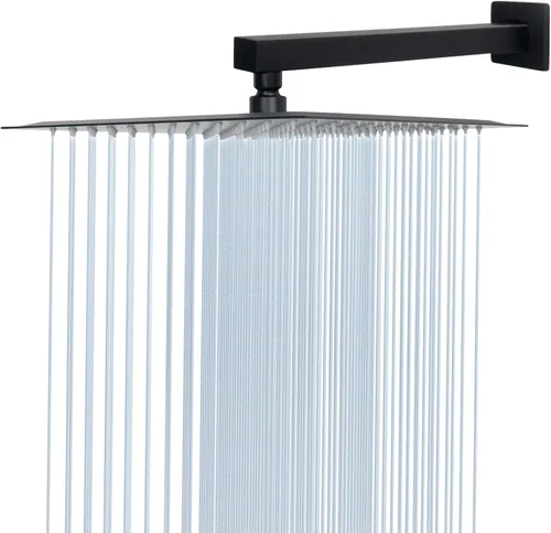 Miniatura 15 de Cabezal de regadera con brazo extensible, alta presión, cuadrado, con brazo para regadera, acero inoxidable, tipo lluvia, cascada, cobertura de Cromo