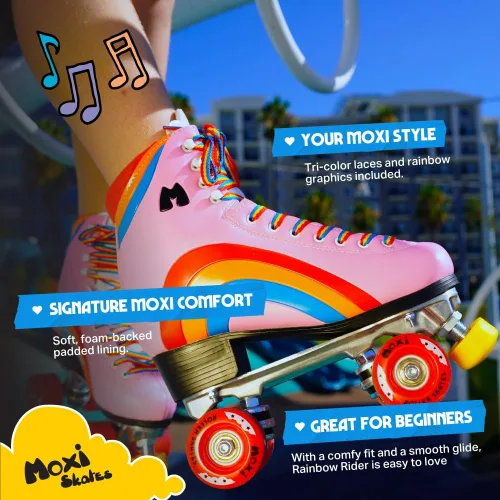 Miniatura 4 de Moxi Rainbow Rider - Patines de ruedas para mujer, hermosos, duraderos, de apoyo con forro acolchado, una placa resistente y ruedas suaves