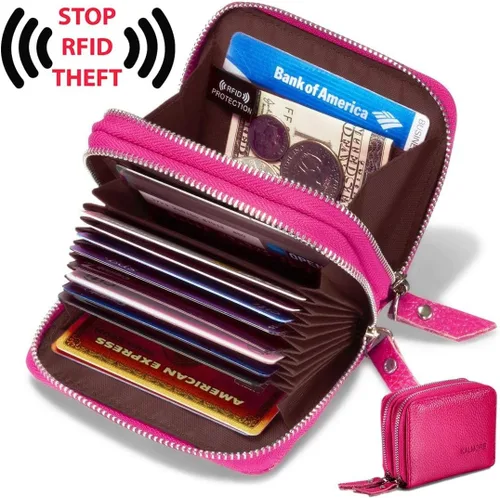 Miniatura 2 de Women's Leather RFID Secured Spacious Cute Zipper Card Wallet Small Purse