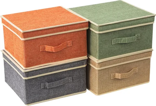 Miniatura 8 de Organizador de Cubos de Almacenamiento Contenedor 10.5" x 10.5" x 11" Cajas Grandes Canasta de Tela con Asas para Organizar Estantes Armario Ropa