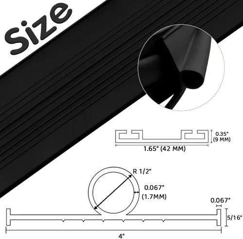 Miniatura 2 de Sellos de goma inferior de goma para puerta de garaje con kit de base de retención de riel de aluminio preperforado, forma de U de alta resistencia
