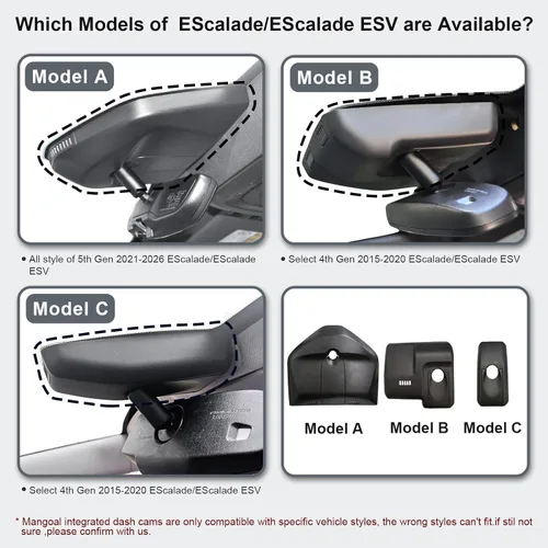 Miniatura 2 de Mangoal Cámara de tablero 4K para Cadillac Gen5 Escalade/Escalade ESV 2021-2026 (modelo A), Base Sport Premium Luxury Platinum Serie V, video UHD
