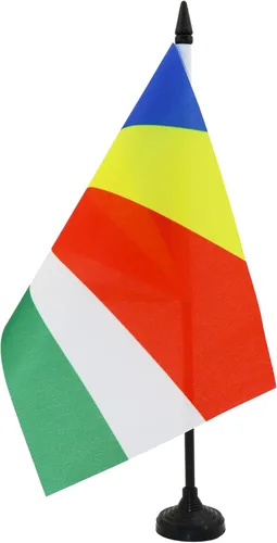 Miniatura 300 de AZ FLAG Sierra Leone Bandera de mesa 5'' x 8'' - Bandera de escritorio de Sierra Leona 21 x 14 cm - Bastón y base de plástico negro