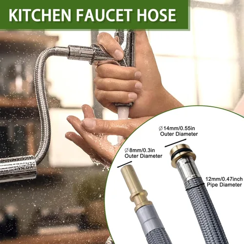 Miniatura 4 de 88624000 - Pieza de repuesto de manguera de pulverización extraíble para grifo de cocina, compatible con Hansgrohe 95507000 95506000, manguera