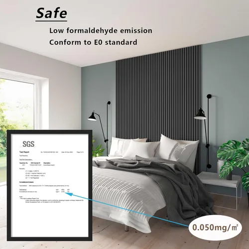 Miniatura 5 de Paneles acústicos de listones de madera de 4 piezas para una decoración elegante y reducción de ruido, panel texturizado 3D para techo y pared