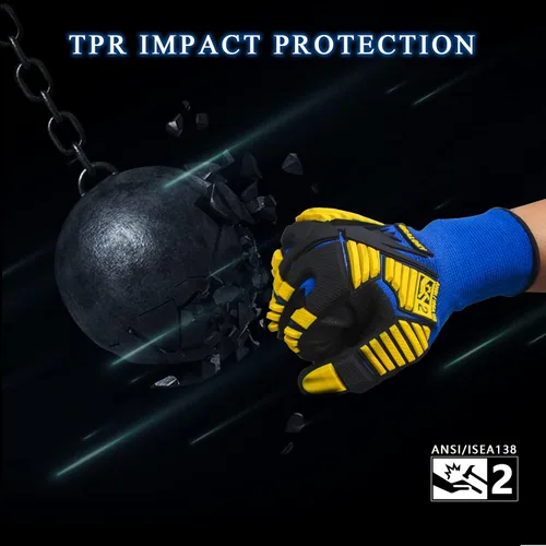 Miniatura 3 de 3 pares de guantes de trabajo, guantes resistentes a los impactos con goma para hombres y mujeres, guantes de nitrilo resistentes a cortes, guantes