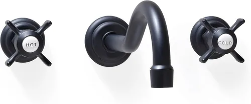Miniatura 9 de SITGES Grifo de pared, grifo de pared de lavabo de baño de dos manijas con válvula áspera incluida, níquel cepillado