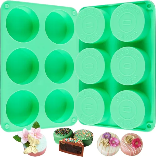 Miniatura 8 de Sidosir 3 piezas Molde de silicona para galletas Oreo y chocolate, moldes redondos de cilindro de 12 cavidades para cubierta de chocolate Oreo, Azul