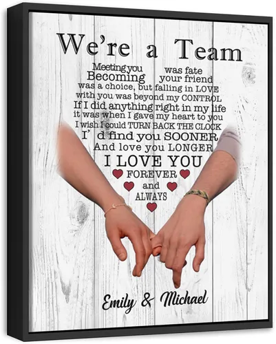 Impresiones Personalizadas en Lienzo para Parejas "Somos Un Equipo" Regalos Personalizados para Él Ella Novio Novia Marido Esposa Personalizadas S04