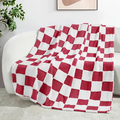 Miniatura 13 de Exclusivo Mezcla - Manta de franela super suave y cálida con diseño de vellón esponjoso, para sofá, cama, con lindo patrón a cuadros, negro, 50" x