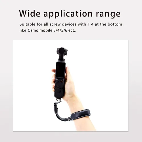 Miniatura 5 de Correa de mano de cuero para DJI OSMO Pocket 3 Accesorios de cámara con 1/4 tornillo pulsera de mano, Marrón