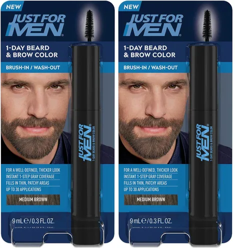 Miniatura 10 de Just for Men Color de barba y cejas de 1 día, color temporal para barba y cejas, para un aspecto más completo y bien definido, hasta 30 Marrón claro