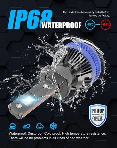 Miniatura 7 de Bombillas LED H1LL H1LL Super Bright 110W 6500K Blanco frío ventilador integrado y 2 tubos de cobre térmicamente conductores para vehículos UTV