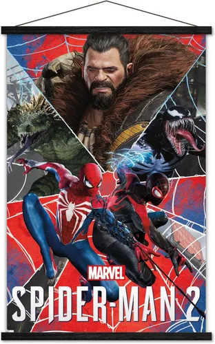 Miniatura 8 de Trends International Marvel's Spider-Man 2 - Póster de pared de grupo, 22.37 x 34.00 pulgadas, paquete de impresión premium y colgador de madera