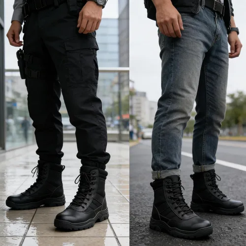 Miniatura 2 de QUNLON Botas militares tácticas para hombre, con cremallera lateral, ligeras, 8 pulgadas, botas de motocicleta de combate militar para trabajo